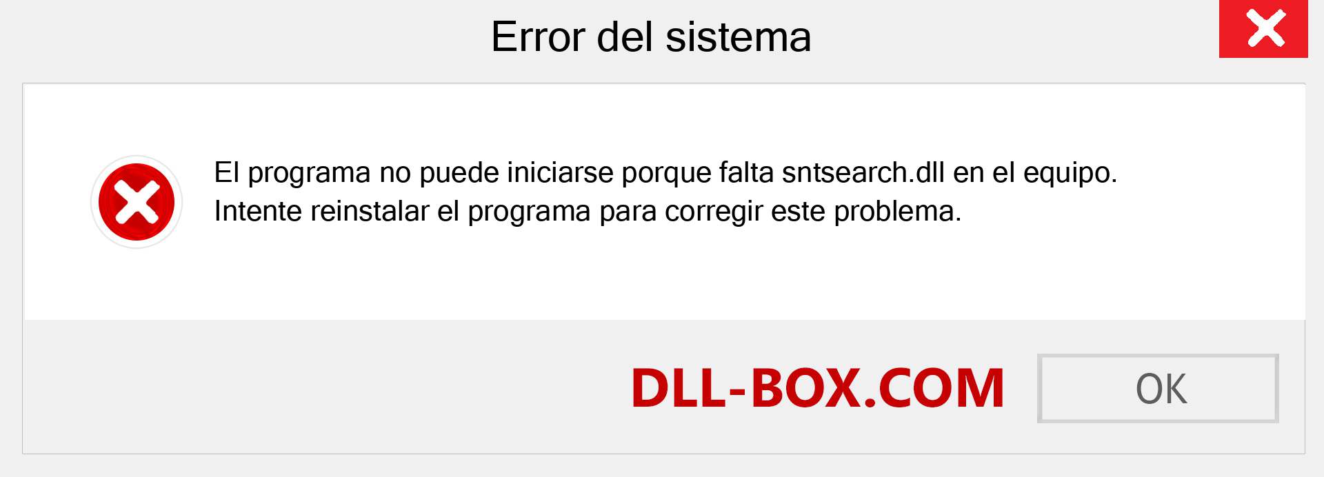 ¿Falta el archivo sntsearch.dll ?. Descargar para Windows 7, 8, 10 - Corregir sntsearch dll Missing Error en Windows, fotos, imágenes